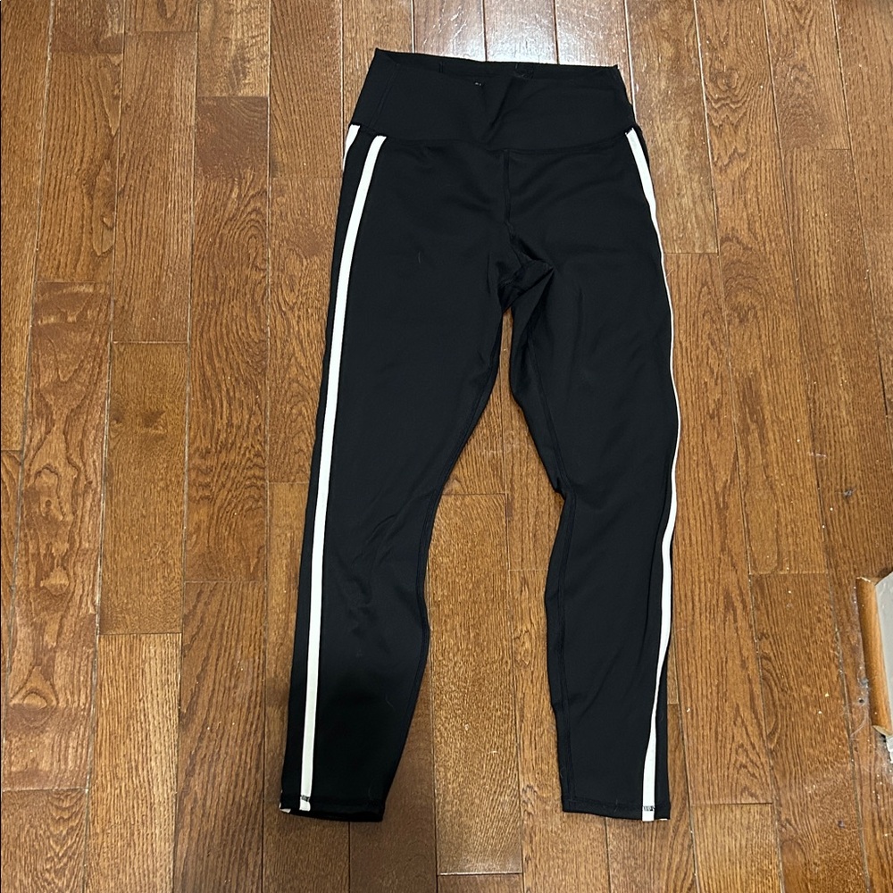Z Supply Black Leggings with White Side Stripes - medium